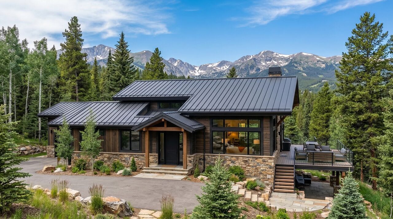 Standing seam metal roof on a Colorado mountain home